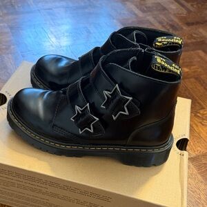 Dr. Martens Black Leather Star-Strap Ankle Boots